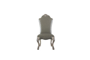 HomeRoots Set of Two Stylish Tufted Gray Faux Leather Dining Chairs - Versatile Comfort for Any Space 573405