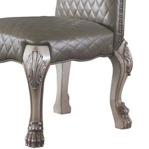 HomeRoots Set of Two Stylish Tufted Gray Faux Leather Dining Chairs - Versatile Comfort for Any Space 573405