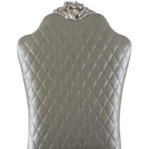 HomeRoots Set of Two Stylish Tufted Gray Faux Leather Dining Chairs - Versatile Comfort for Any Space 573405