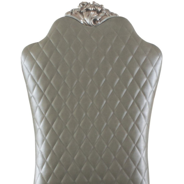 HomeRoots Set of Two Stylish Tufted Gray Faux Leather Dining Chairs - Versatile Comfort for Any Space 573405