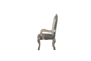 HomeRoots Set of Two Stylish Tufted Gray Faux Leather Dining Arm Chairs – Versatile & Easy-Care Seating 573406