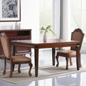 HomeRoots Set of Two Elegant Tan Upholstered Dining Chairs with Redwood Legs for Versatile Home Style 573408