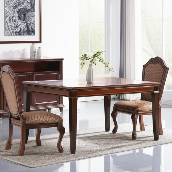 HomeRoots Set of Two Elegant Tan Upholstered Dining Chairs with Redwood Legs for Versatile Home Style 573408