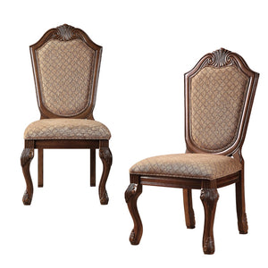 HomeRoots Set of Two Elegant Tan Upholstered Dining Chairs with Redwood Legs for Versatile Home Style 573408