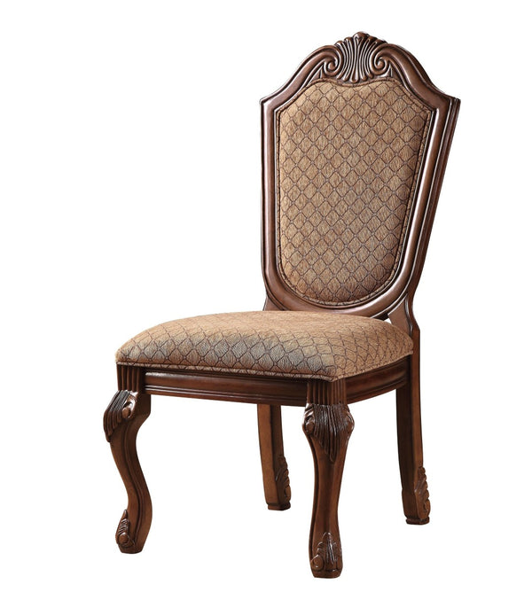 HomeRoots Set of Two Elegant Tan Upholstered Dining Chairs with Redwood Legs for Versatile Home Style 573408