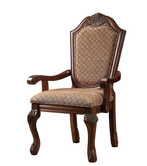 HomeRoots Set of Two Tan Upholstered Dining Arm Chairs with Redwood Legs - Stylish, Versatile, and Durable Seating 573409