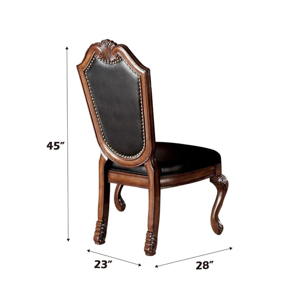 HomeRoots Set of Two Stylish Black Faux Leather Dining Chairs with Redwood Legs – Versatile Home Accent Design 573410
