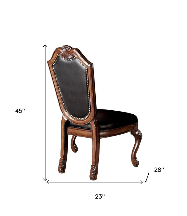 HomeRoots Set of Two Stylish Black Faux Leather Dining Chairs with Redwood Legs – Versatile Home Accent Design 573410