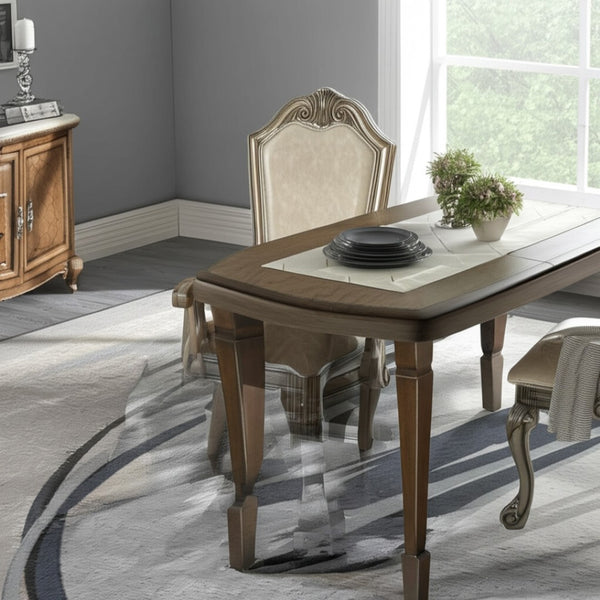 HomeRoots Set of Two Elegant Antiqued White Upholstered Faux Leather Dining Arm Chairs for Versatile Use 573413