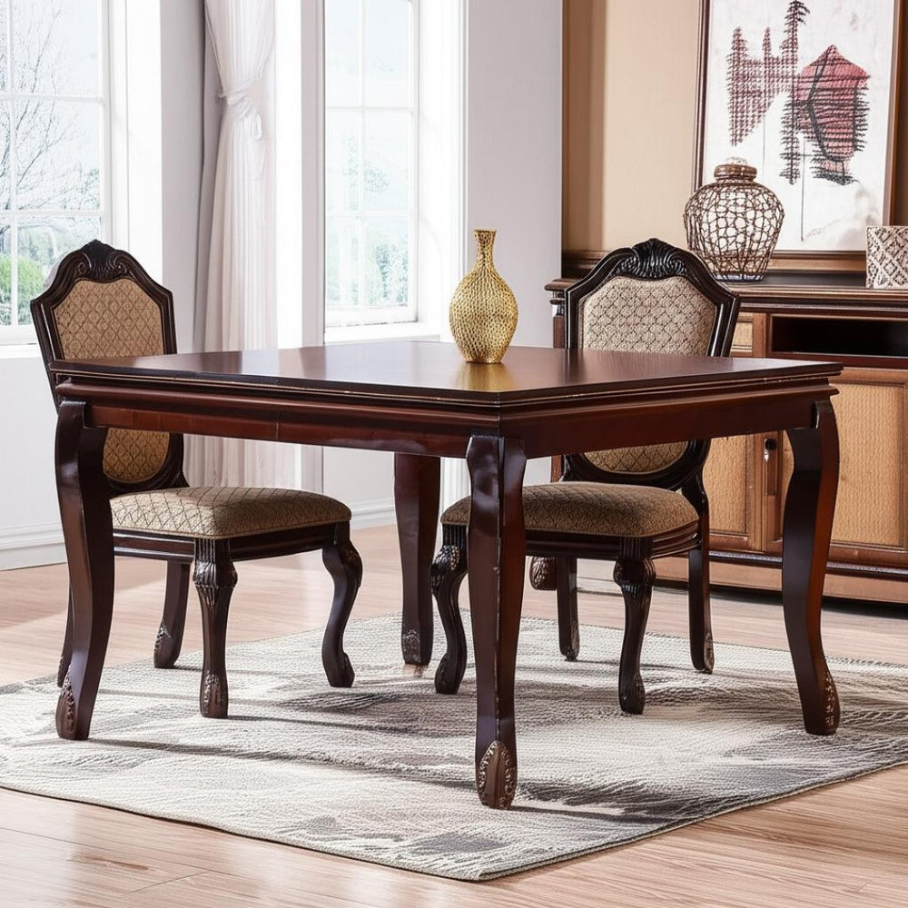 HomeRoots Set of Two Elegant Tan and Espresso Upholstered Dining Chairs - Versatile Comfort for Any Space 573414