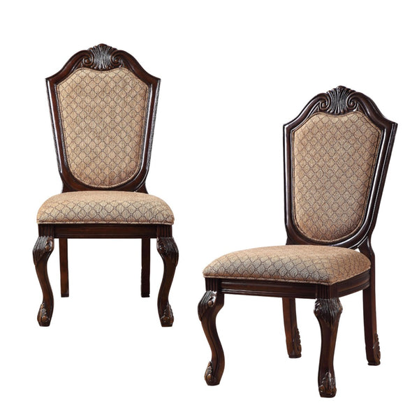 HomeRoots Set of Two Elegant Tan and Espresso Upholstered Dining Chairs - Versatile Comfort for Any Space 573414