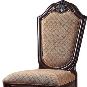 HomeRoots Set of Two Elegant Tan and Espresso Upholstered Dining Chairs - Versatile Comfort for Any Space 573414