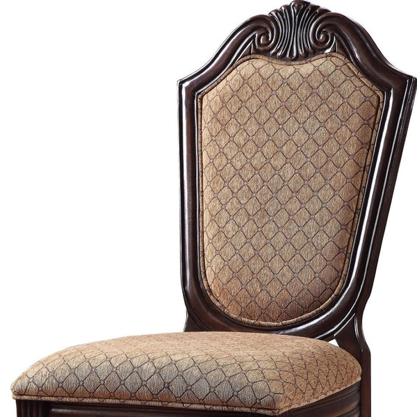 HomeRoots Set of Two Elegant Tan and Espresso Upholstered Dining Chairs - Versatile Comfort for Any Space 573414
