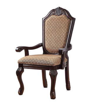 HomeRoots Set of Two Tan Upholstered Arm Chairs with Espresso Legs for Stylish Dining & Versatile Decor 573415
