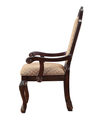 HomeRoots Set of Two Tan Upholstered Arm Chairs with Espresso Legs for Stylish Dining & Versatile Decor 573415
