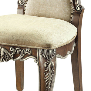 HomeRoots Set of Two Gray Chenille & Oak Dining Side Chairs - Stylish Comfort for Any Space & Occasion 573419
