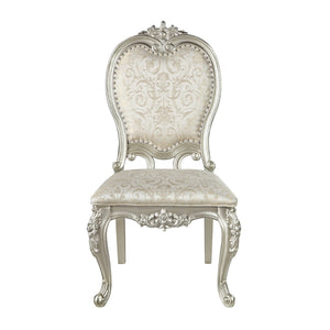 HomeRoots Set of Two Elegant Champagne Upholstered Open Back Dining Chairs for Modern Spaces & Style 573420