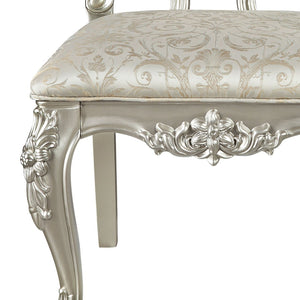 HomeRoots Set of Two Elegant Champagne Upholstered Open Back Dining Chairs for Modern Spaces & Style 573420