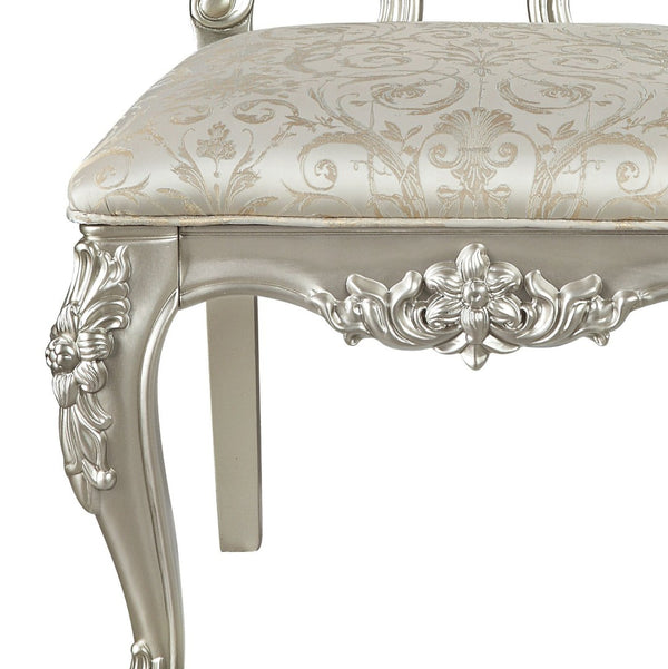 HomeRoots Set of Two Elegant Champagne Upholstered Open Back Dining Chairs for Modern Spaces & Style 573420