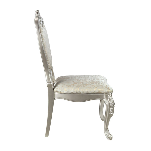 HomeRoots Set of Two Elegant Champagne Upholstered Open Back Dining Chairs for Modern Spaces & Style 573420