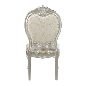 HomeRoots Set of Two Elegant Champagne Upholstered Open Back Dining Chairs for Modern Spaces & Style 573420