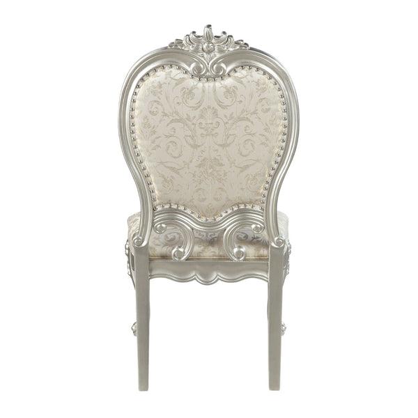 HomeRoots Set of Two Elegant Champagne Upholstered Open Back Dining Chairs for Modern Spaces & Style 573420