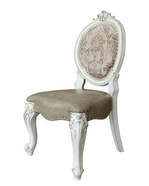 HomeRoots Set of Two Elegant King Louis-Style Gray Faux Leather Dining Chairs with Solid Wood Frame 573421
