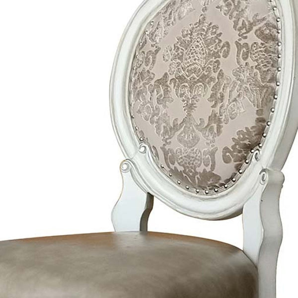HomeRoots Set of Two Elegant King Louis-Style Gray Faux Leather Dining Chairs with Solid Wood Frame 573421