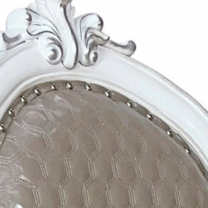HomeRoots Set of Two King Louis-Style Gray Faux Leather Arm Chairs with Elegant Nailhead Trim for Dining & More 573422