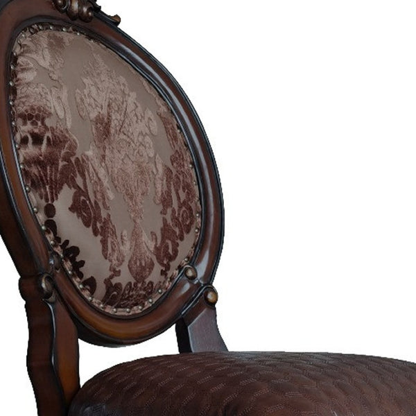 HomeRoots Set of Two Elegant Tufted Faux Leather King Louis Dining Chairs for Home and Event Spaces 573423