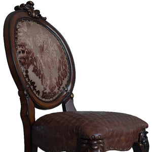 HomeRoots Set of Two Elegant Tufted Faux Leather King Louis Dining Chairs for Home and Event Spaces 573423