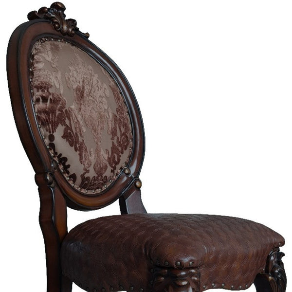 HomeRoots Set of Two Elegant Tufted Faux Leather King Louis Dining Chairs for Home and Event Spaces 573423