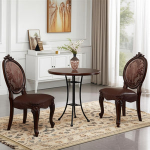 HomeRoots Set of Two Elegant Tufted Faux Leather King Louis Dining Chairs for Home and Event Spaces 573423
