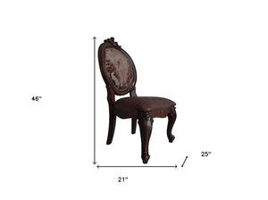 HomeRoots Set of Two Elegant Tufted Faux Leather King Louis Dining Chairs for Home and Event Spaces 573423