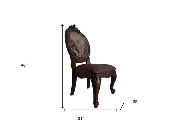 HomeRoots Set of Two Elegant Tufted Faux Leather King Louis Dining Chairs for Home and Event Spaces 573423