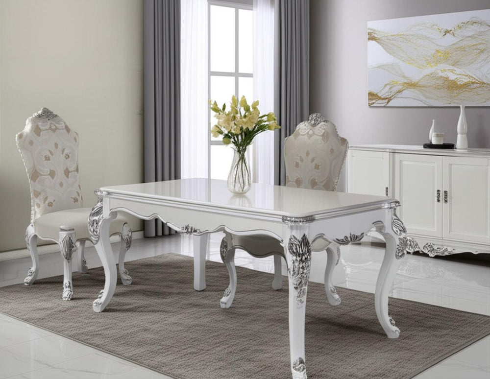HomeRoots Set of Two Elegant Tufted White Upholstered Dining Chairs - Versatile Accent Seating for Any Room 573429