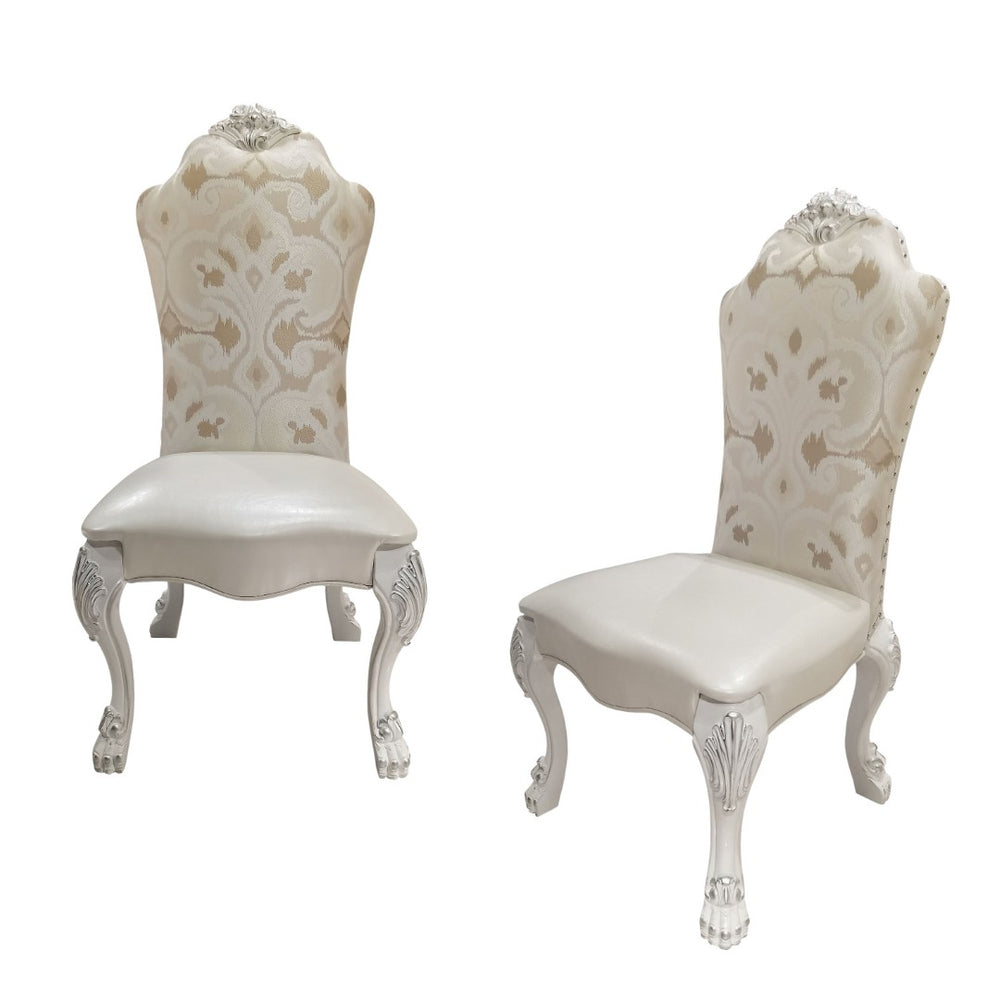 HomeRoots Set of Two Elegant Tufted White Upholstered Dining Chairs - Versatile Accent Seating for Any Room 573429