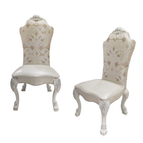 HomeRoots Set of Two Elegant Tufted White Upholstered Dining Chairs - Versatile Accent Seating for Any Room 573429