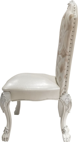 HomeRoots Set of Two Elegant Tufted White Upholstered Dining Chairs - Versatile Accent Seating for Any Room 573429