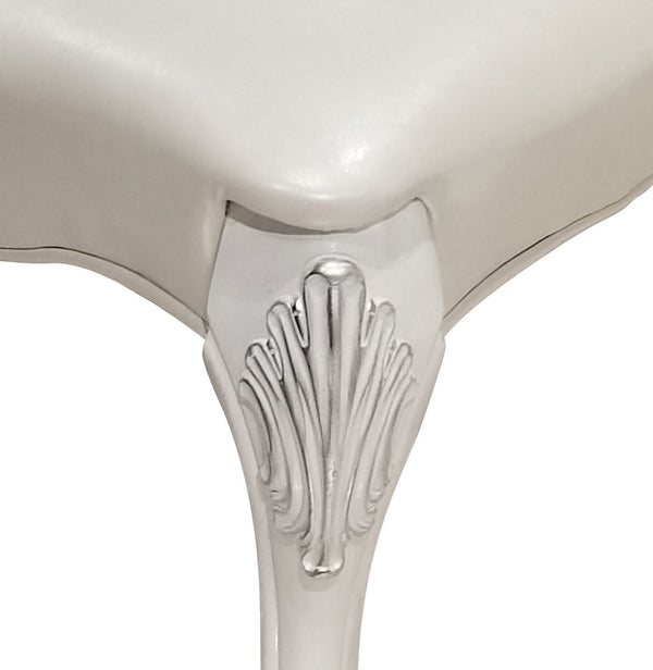 HomeRoots Set of Two Elegant Tufted White Upholstered Dining Chairs - Versatile Accent Seating for Any Room 573429