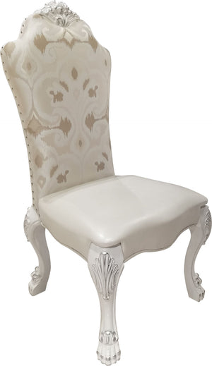 HomeRoots Set of Two Elegant Tufted White Upholstered Dining Chairs - Versatile Accent Seating for Any Room 573429