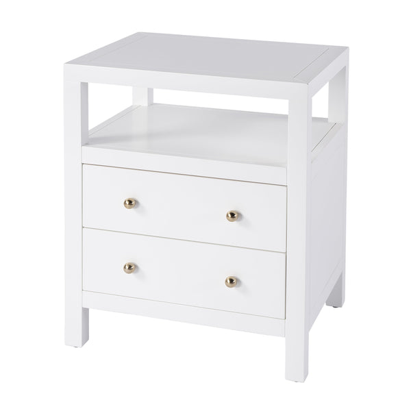 Butler Specialty Nora 28 In. W Rectangular Nightstand With 2 Drawers And Open Shelf For Elegant Storage Solutions White Acacia Wood,Acacia Veneer,Mdf,Pine Wood 5734304-butler