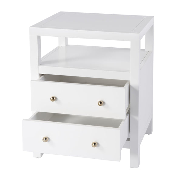 Butler Specialty Nora 28 In. W Rectangular Nightstand With 2 Drawers And Open Shelf For Elegant Storage Solutions White Acacia Wood,Acacia Veneer,Mdf,Pine Wood 5734304-butler