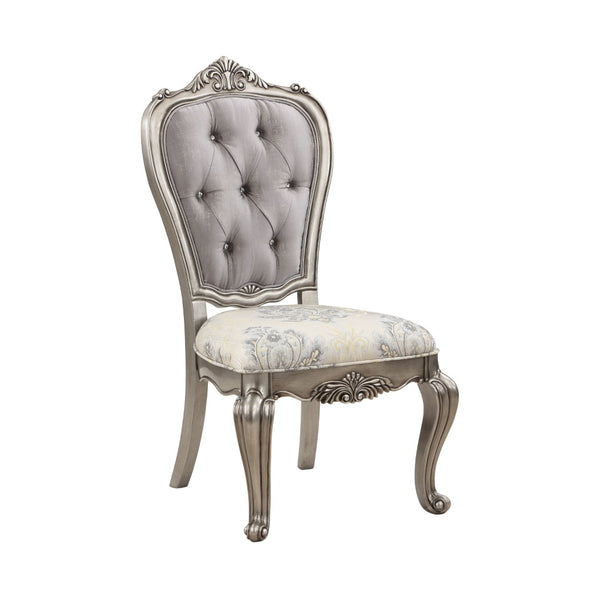 HomeRoots Set of Two Gray Velvet Dining Chairs with Platinum Legs - Stylish, Comfortable, and Versatile Seating 573431