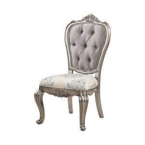 HomeRoots Set of Two Gray Velvet Dining Chairs with Platinum Legs - Stylish, Comfortable, and Versatile Seating 573431