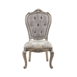 HomeRoots Set of Two Gray Velvet Dining Chairs with Platinum Legs - Stylish, Comfortable, and Versatile Seating 573431