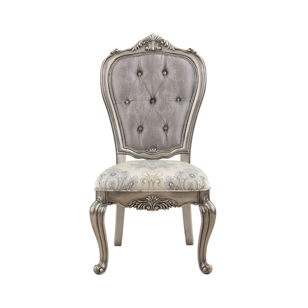 HomeRoots Set of Two Gray Velvet Dining Chairs with Platinum Legs - Stylish, Comfortable, and Versatile Seating 573431