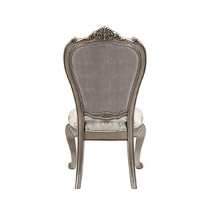 HomeRoots Set of Two Gray Velvet Dining Chairs with Platinum Legs - Stylish, Comfortable, and Versatile Seating 573431