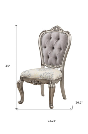 HomeRoots Set of Two Gray Velvet Dining Chairs with Platinum Legs - Stylish, Comfortable, and Versatile Seating 573431