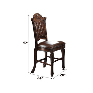 HomeRoots Set of Two Elegant 24" Brown Faux Leather Bar Chairs with Solid Wood Frame for Classic Decor 573436